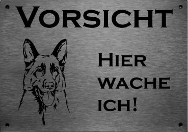 Edelstahl Warnschild Deutscher Schäferhund VORSICHT Hier wache ich!